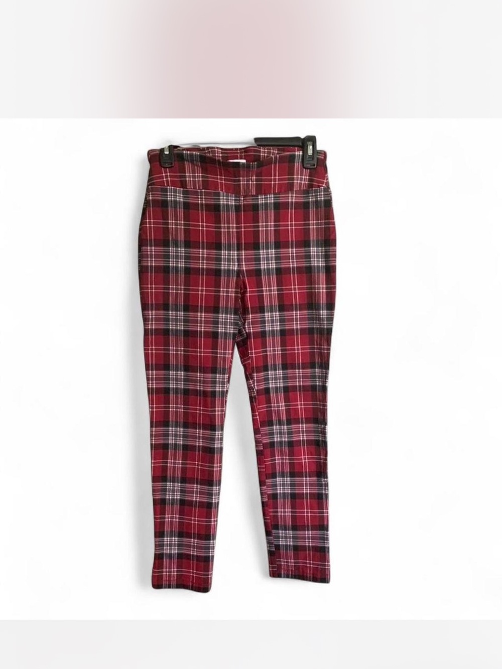 Preppy Dressy Plaid crown & ivy Red Black white Straight-Leg Pants size 6